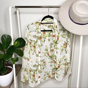 Philosophy • White Floral Button Down Blouse